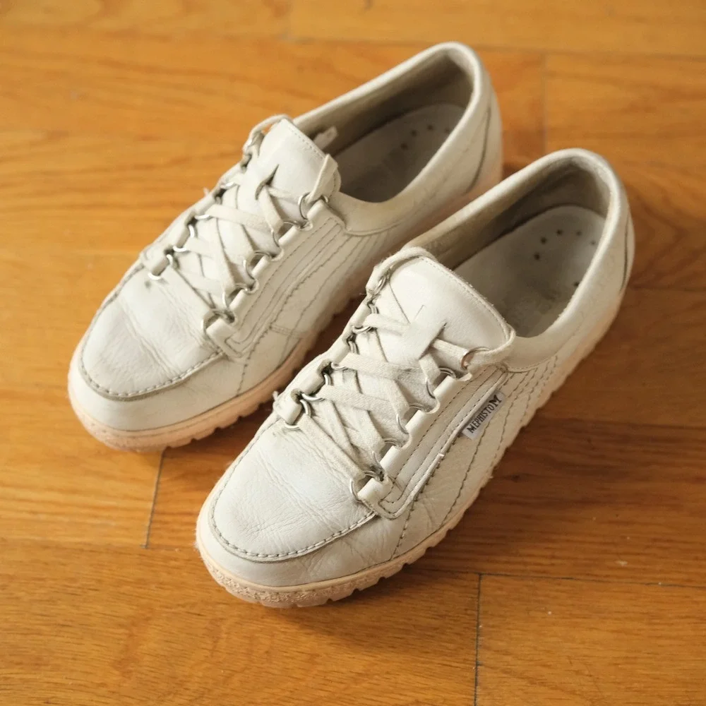 Mephisto Rainbow Sneakers Womens White Leather Rubber Sole 8.5 Casual Walking